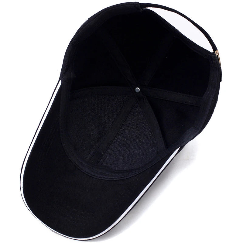Men Structured Baseball Cap Solid Cotton Snapback Spring Autumn Women Label Stick