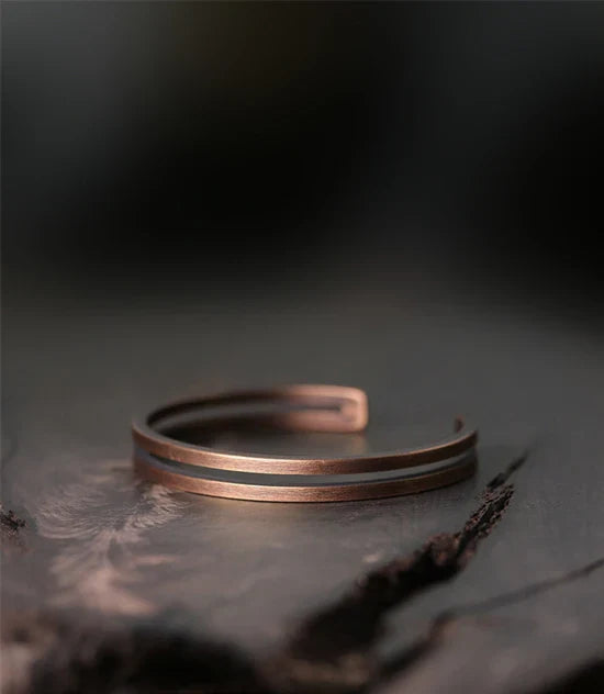 Pure Copper Handcrafted Metal Bracelet Rustic Vingtage Punk Unisex Cuff Bangle Carved Handmade Manmade Jewelry Men Women Gift