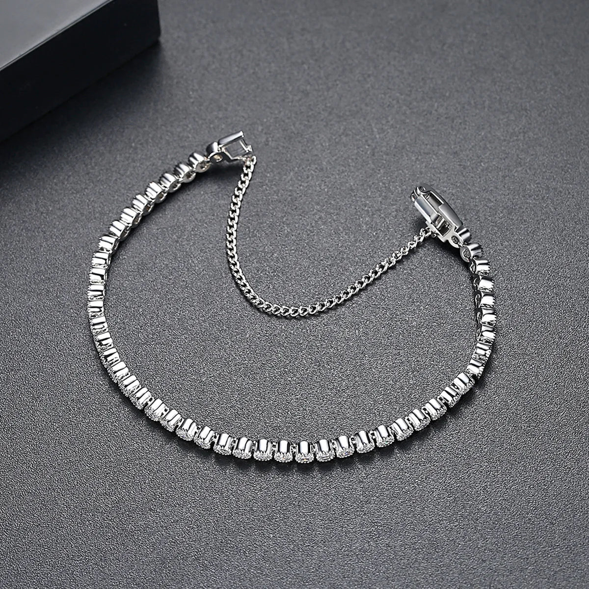Fashion New Silver 4MM Cubic Zirconia Charm Bracelet for Women Girl Party Gift Jewelry Accessory