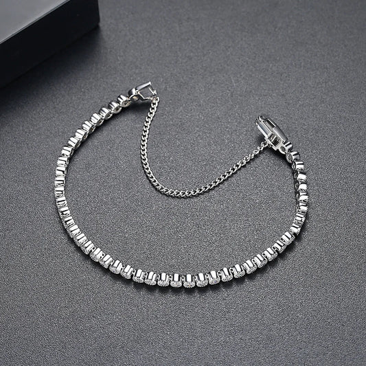 Fashion New Silver 4MM Cubic Zirconia Charm Bracelet for Women Girl Party Gift Jewelry Accessory
