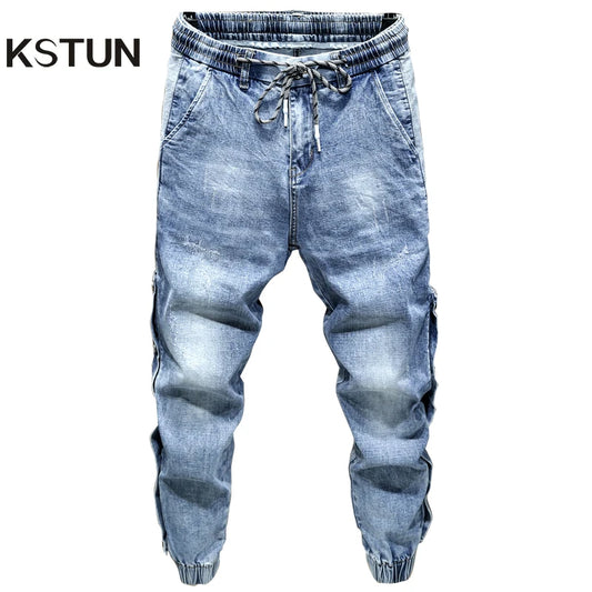 Oversize Jeans Men Harem Pants Wide Leg Loose Fit Tapered Jeans Male Joggers