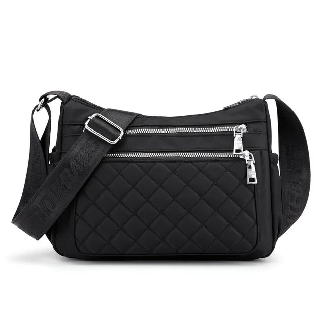 Women Nylon Shoulder Bag Waterproof Multi-pocket Zipper Bag Ladies