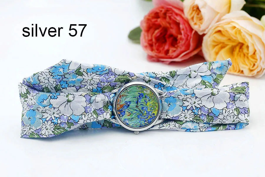 Shsby New Ladies Cloth Wristwatch Fashion Women Dress Watch High Quality Silver  Quartz Watch Sweet Girls Watch Fabric Clock