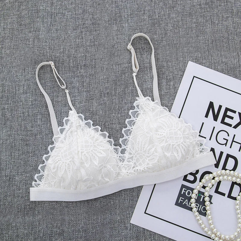 Women Lace Bra Wire Free Padded Lingerie Floral Lace Bralette Female Ultra