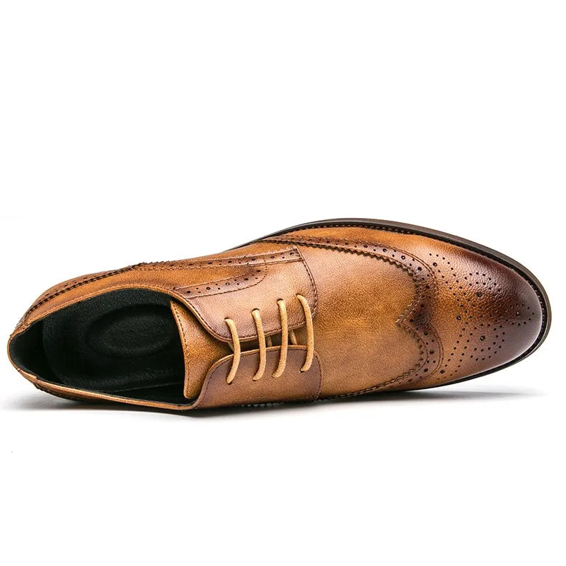 Fotwear Men Brogue Shoes Big Size 47 46 Classic Mens Formal Oxfords Leather Dress Shoes Business Wedding Adult Lace Up Footwear