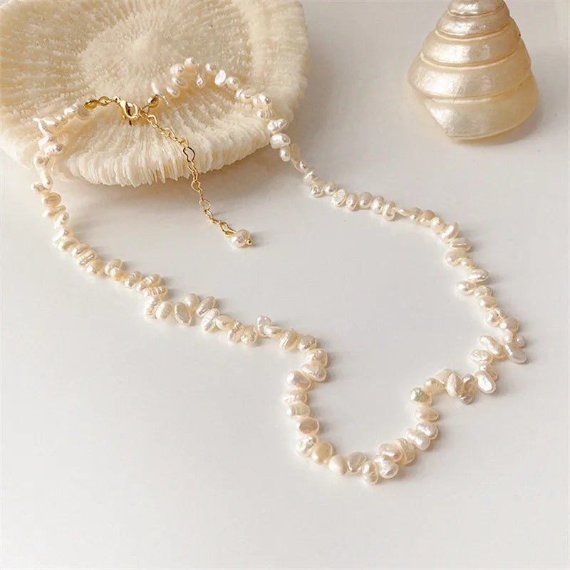 Natural Freshwater Pearl Necklace, Bracelet Fashion Sweet Retro Necklace Chain Of Clavicle Women Jewelry Gift Accessories