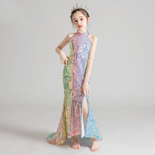 Girls Evening Dress for Kids Elegant Gowns Teen Birthday Party Dresses Children Mermaid