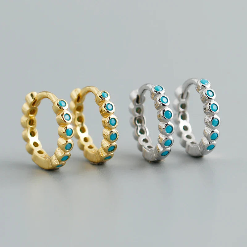 WANTME New Arrival Fashion Korean Blue Zircon Spike Geometric Stud Earrings for Women Real 925 Sterling Silver Gothic Jewelry