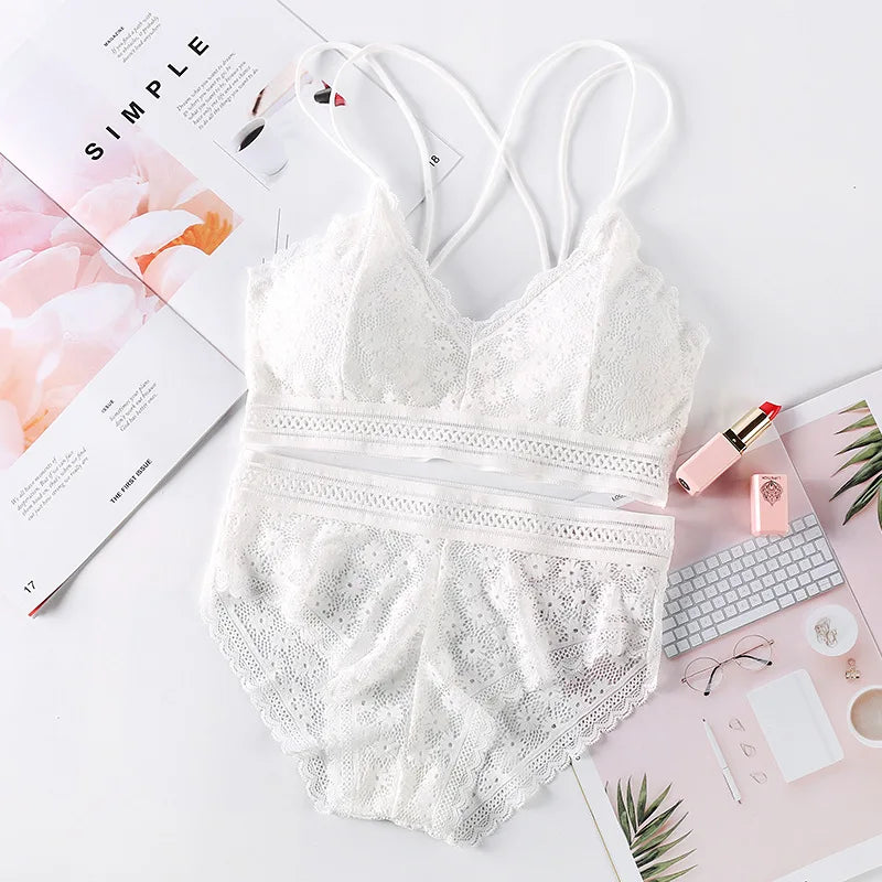 Women Lace Bras Set Backless Bralette Seamless Underwear Lace Top Lingerie