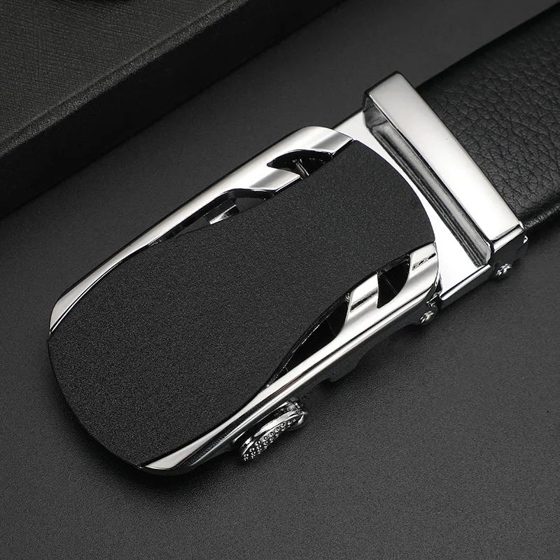 CEXIKA Men's Genuine Leather Automatic Buckle Belt Custom Engraved Name/Logo Ideal Waist Belt for Father's Day Personalized Gift