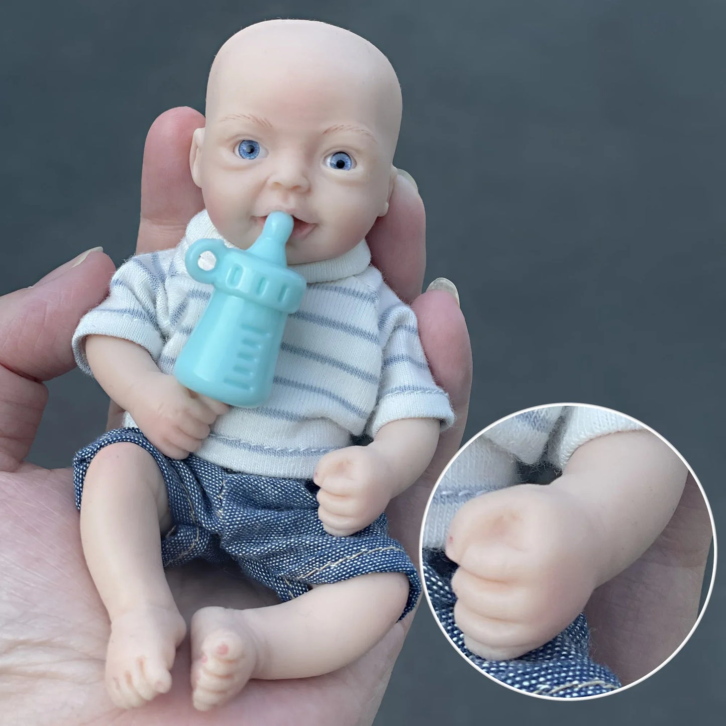 AnjoDoll Lovely 6 Inch Palm Newborn Babies Full Body Silicone Boys Reborn Dolls Bebe Reborn Corpo De Silicone Inteiro
