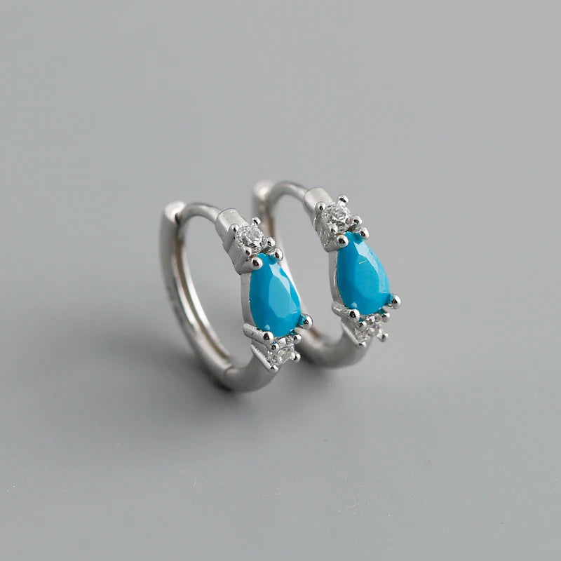 WANTME New Arrival Fashion Korean Blue Zircon Spike Geometric Stud Earrings for Women Real 925 Sterling Silver Gothic Jewelry