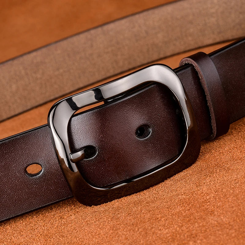 VATLTY 3.2cm Genuine Leather Belt for Women Natural Cowhide Metal Buckle Casual Jeans Trousers Belt Female Waistband Gifts