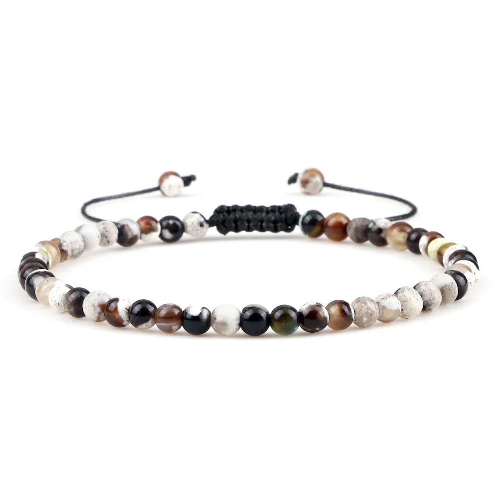 Adjustable Mini Natural Stone Lava Tiger Eye Beaded Bracelets & Bangle for Women Men Chakra Beads Braided Bracelet Charm Jewelry
