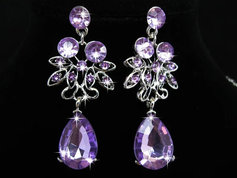 Multiple Colors Water Drop Wedding Bridal Formal Party Prom Jewelry Sets