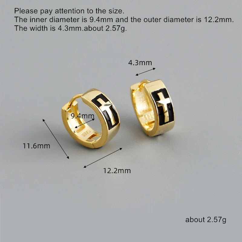 925 Sterling Silver Earring Colorful Dripping Oil Material Ear Ring Ear Buckle Rhombus Shape Trend Wild Girl Women Boy Ear Jewel