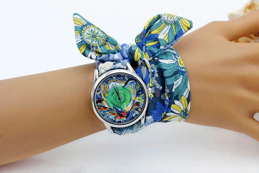 Shsby New Ladies Cloth Wristwatch Fashion Women Dress Watch High Quality Silver  Quartz Watch Sweet Girls Watch Fabric Clock