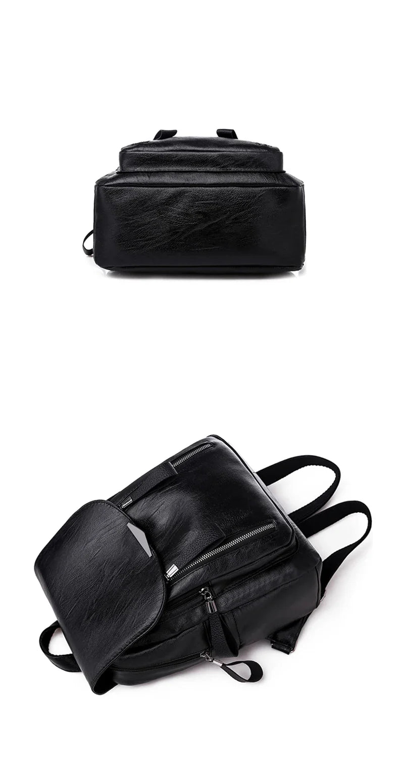 Yogodlns Luxury Backpack For Women Soft PU Leather Backpack Travel Large Capacity School Bag Double Zipper Business Knapsack