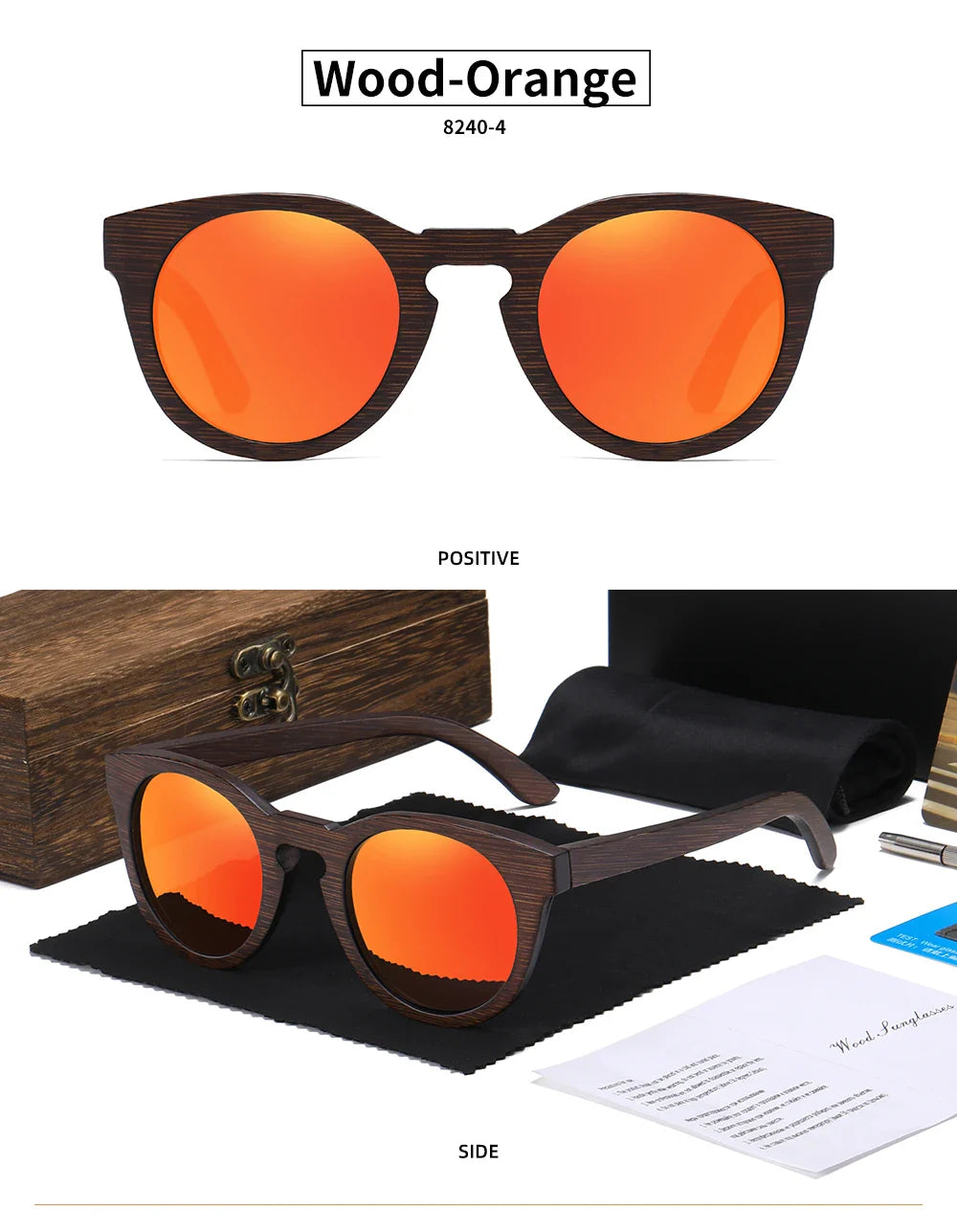 GM Brand Desgin Spring New Style 100% Bamboo Polarized Sunglasses Men Women Fashion Glasses UV400 paper Box 8240