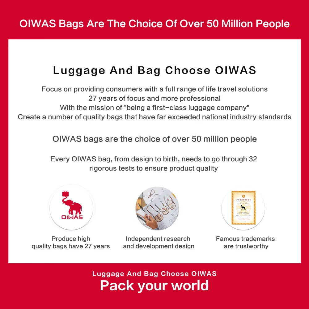 OIWAS Travel Multifunction Backpack Fashion Zipper Open Bag Men's Backpack Laptop High Quality Male Women Business Classic Bags