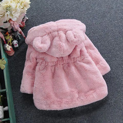 Baby Girls Warm Winter Coats Thick Faux Fur Fashion Kids Hooded Jacket Coat