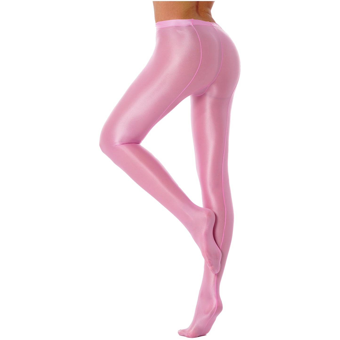 Women Glossy Solid Color Pantyhose High Waist Tights Stockings Footed Leggings
