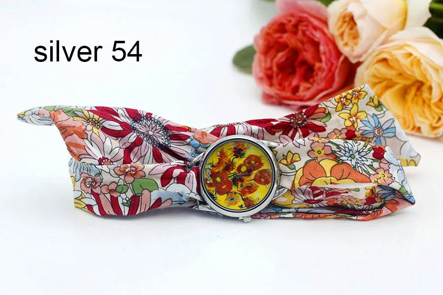 Shsby New Ladies Cloth Wristwatch Fashion Women Dress Watch High Quality Silver  Quartz Watch Sweet Girls Watch Fabric Clock