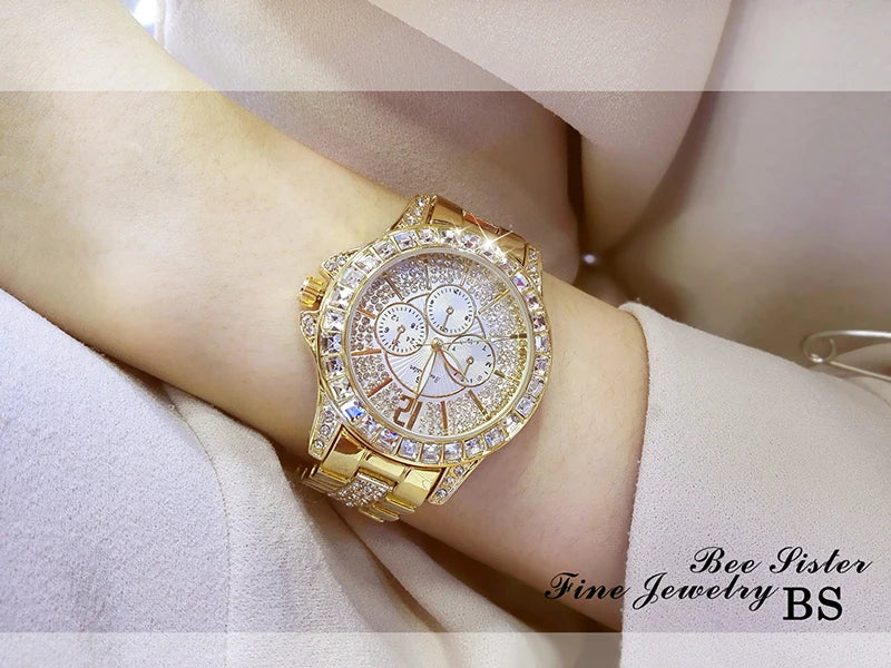 Women Watches Quartz Diamond Luxury Watch Fashion Top Brand Wristwatch Fashion Watch Ladies Crystal Jewelry Rose Gold Watch