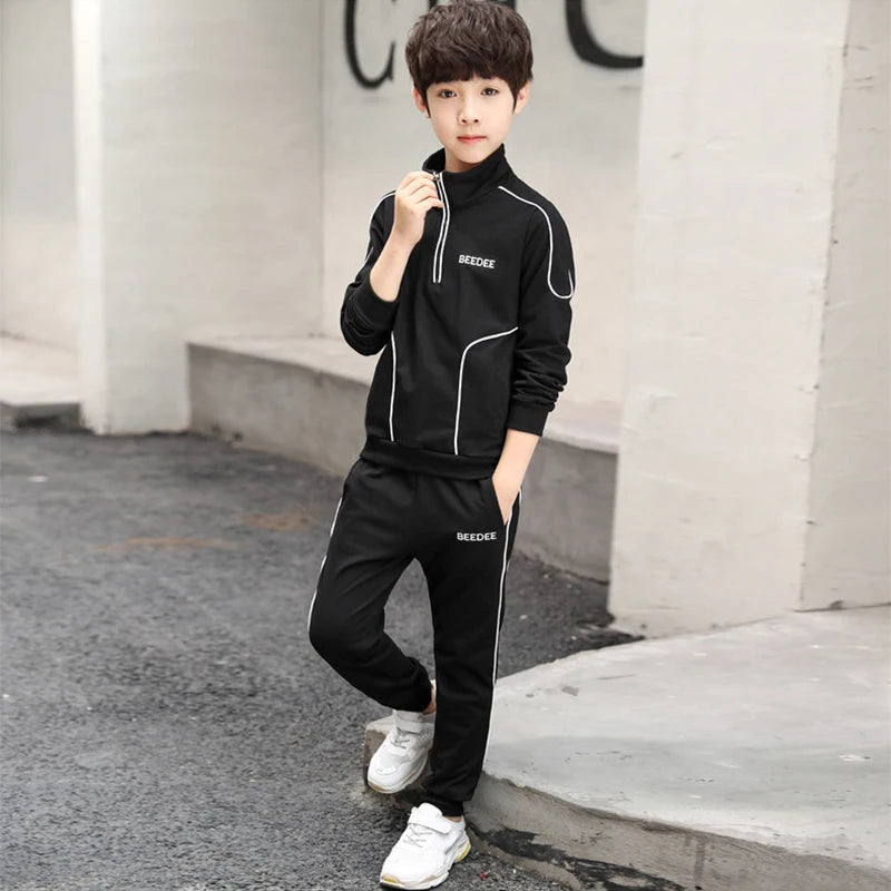 4 5 6 8 10 12 Years Big Boys Clothing Sets Autumn Cotton Long Sleeve Sweatshirt + Pants 2Pcs Kids Sports Suit Teenage Tracksuits