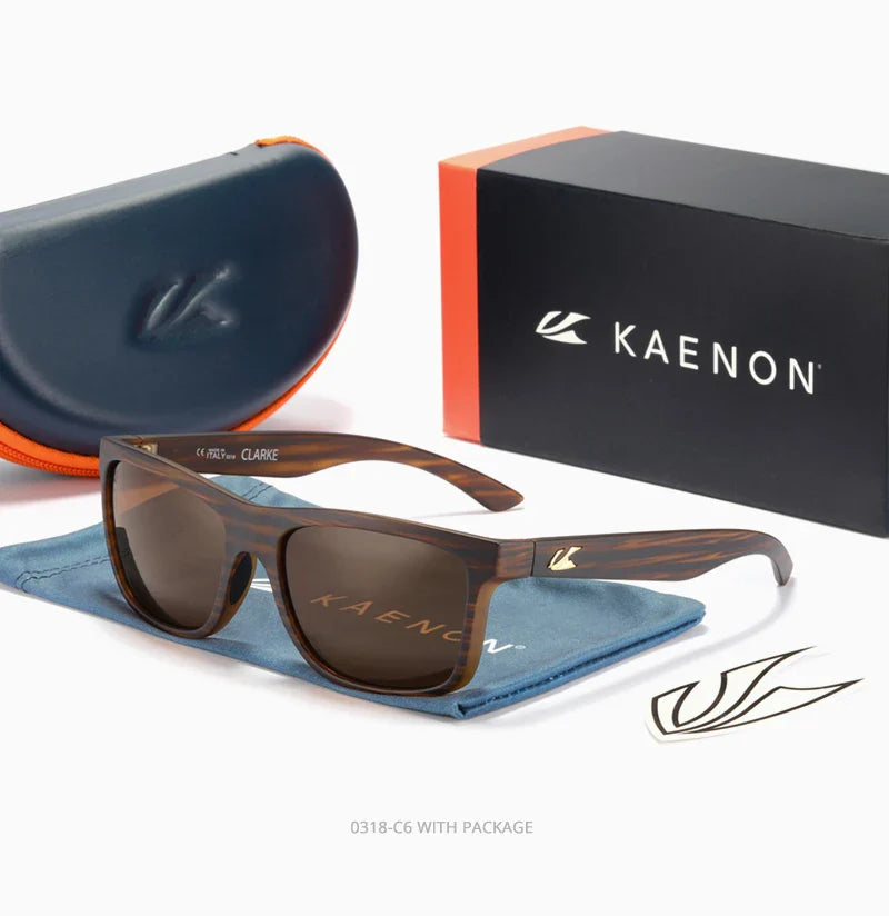 KAENON Square Polarized Sunglasses Men TR90 Flexible Sports Sun Glasses For Women Real Coating Lens With Original Box