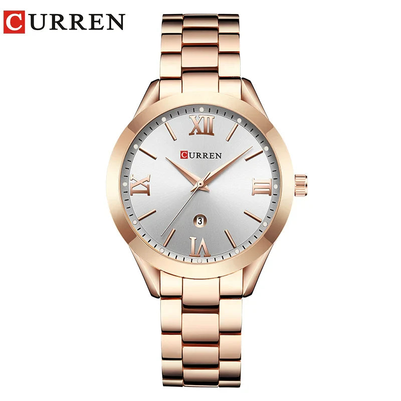 CURREN Ladies Watch For Women Fashion Retro Female Waterproof Watch Steel Quartz Watch For Women Christmas Relógio Feminino 9007