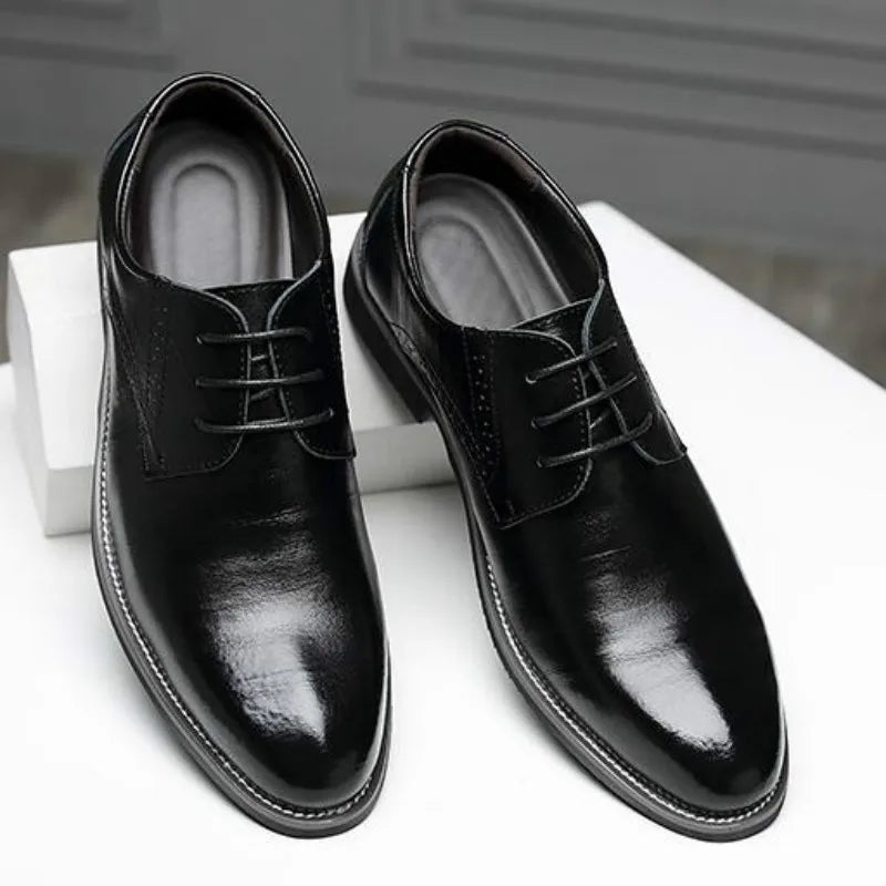 Men Oxfords Shoes British Black Blue Shoes Handmade Comfortable Formal Dress Men Flats Lace-Up Bullock Business Shoes hjm7