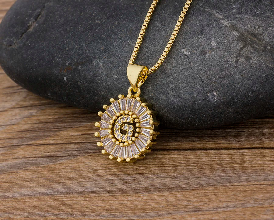 NIdin Hot Sale 2 Colors Initial Letter Pendant 26 Letters Charm Name Necklace Top Quality Copper Zircon Jewelry Birthday Gift