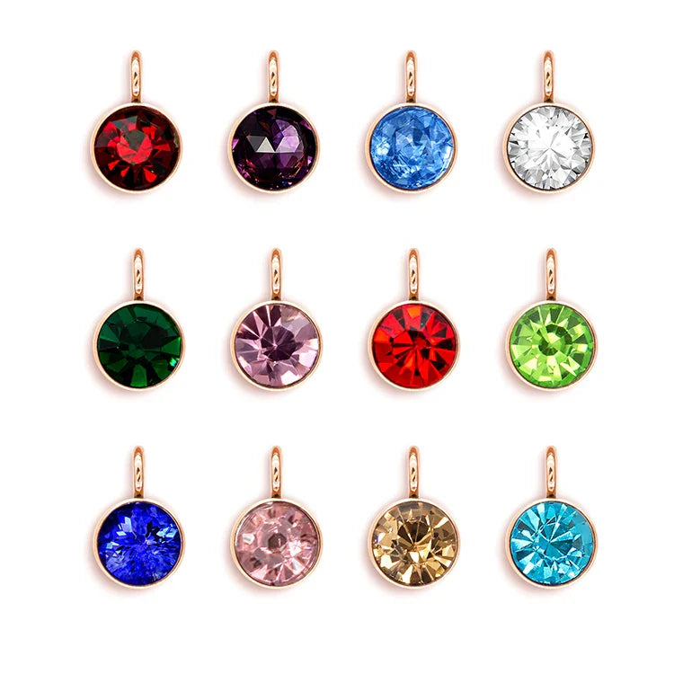 144Pcs/Lot Stainless Steel Birthstone Charms For Women Girl Pendant Earrings Bracelet Jewelry Gift Making DIY Accessories