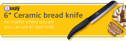 Ceramic Knife 3 4 5 6 inch Serrated Bread Knife Kitchen Black Zirconia Blade Knife