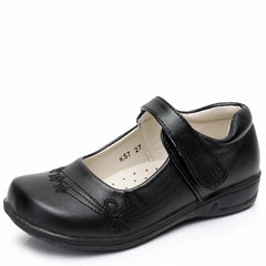 Girls Leather Shoes for Children PU Leather School Black Princess Shoes