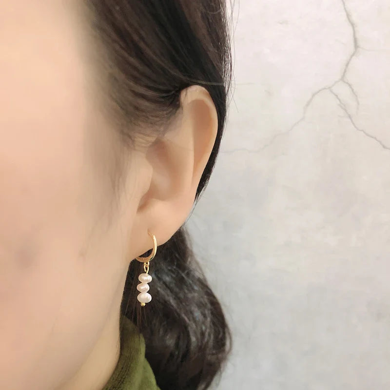 WANTME Real 925 Sterling Silver Natural Freshwater Baroque Pearl Stud Earrings for Women Bohemian Charming Jewelry Trend 2021