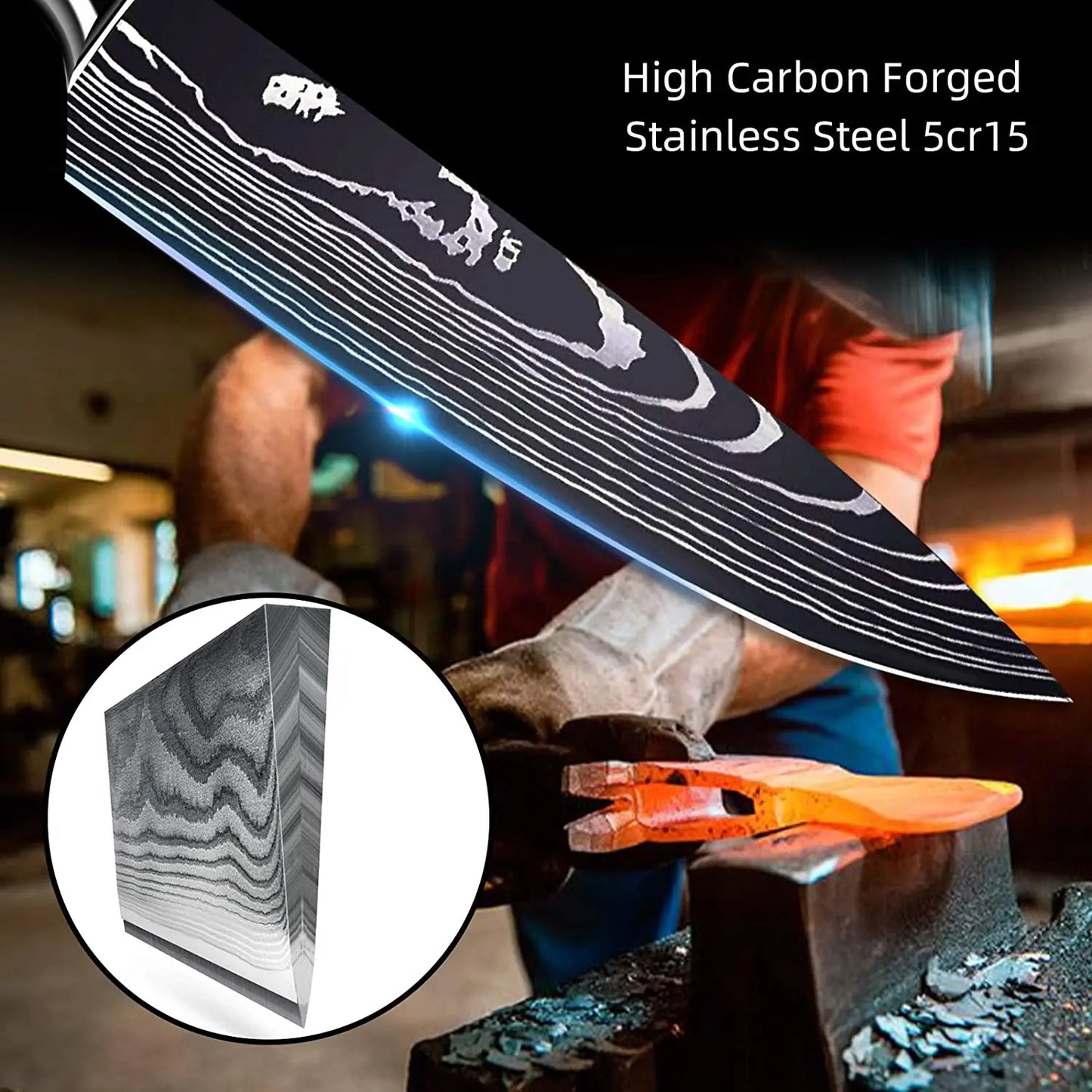 Kitchen Knife Professional Chef Knives Set 7CR17 High Carbon Steel Japanese