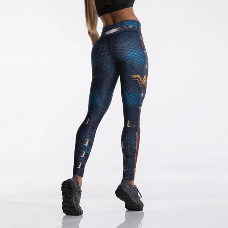 Women Sport Leggings 3D Print Elastic High Waist Yoga Pant Superhero Leggins Gym