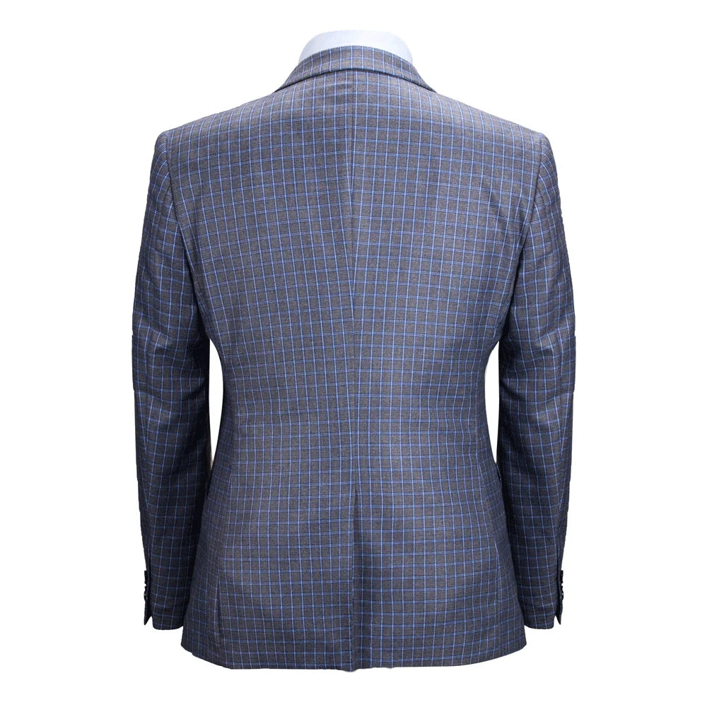 Tuxedo for Mens: Men Suit Style Blazer Vest 3Piece Blue Grey Slim Fit Fashion Suit