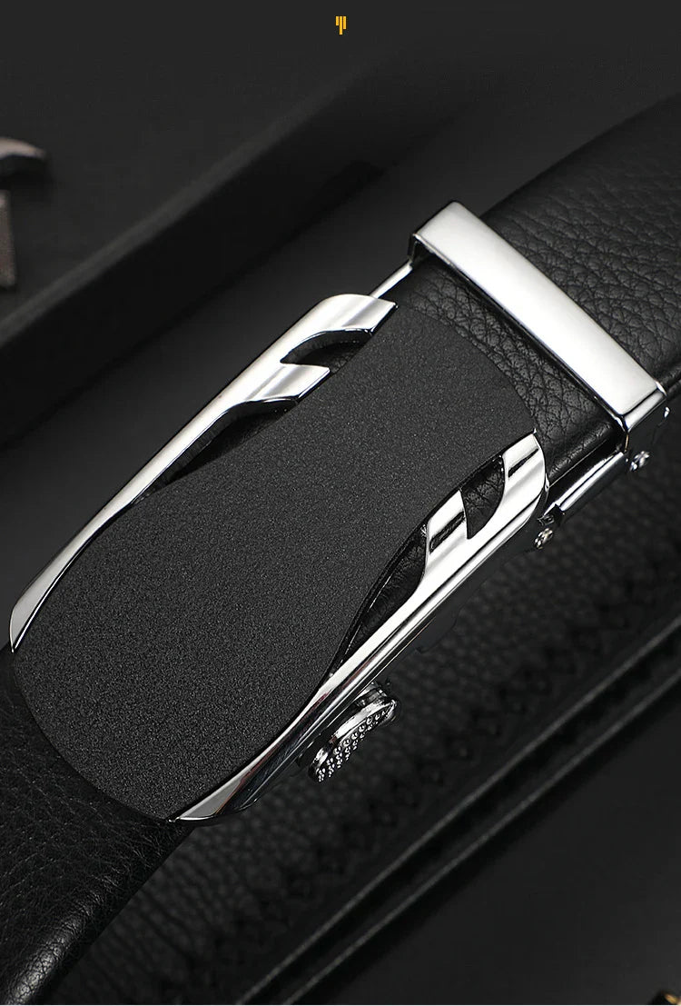 CEXIKA Men's Genuine Leather Automatic Buckle Belt Custom Engraved Name/Logo Ideal Waist Belt for Father's Day Personalized Gift