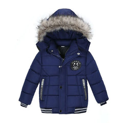 Keep Warm Autumn Winter Boys Jacket Fur Collar Hooded Baby Coat