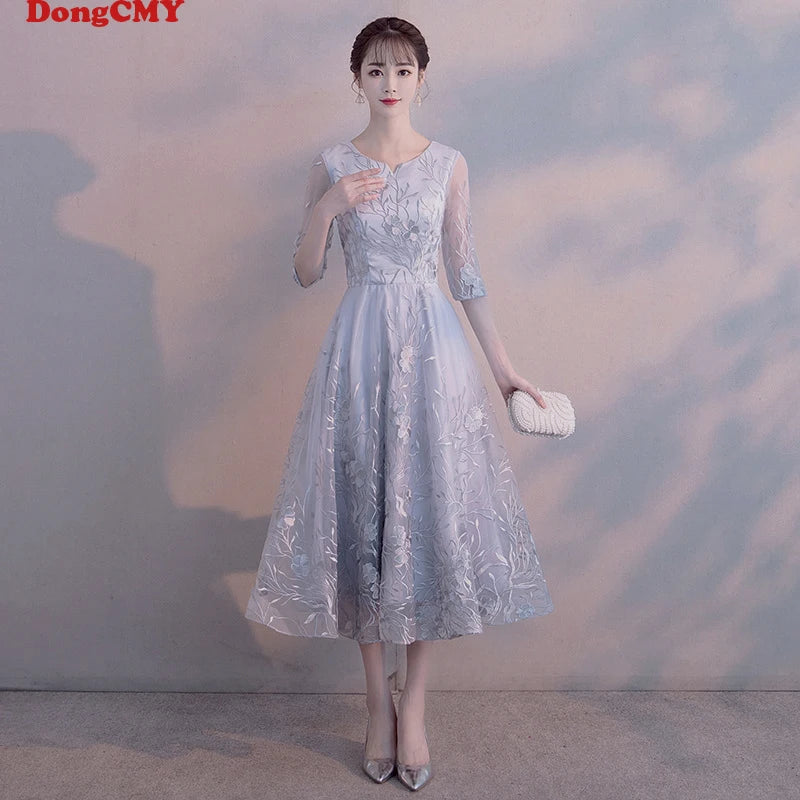 Homecoming Dresses: Prom Dresses Elegant Flower Party O-neck A-line Half Short