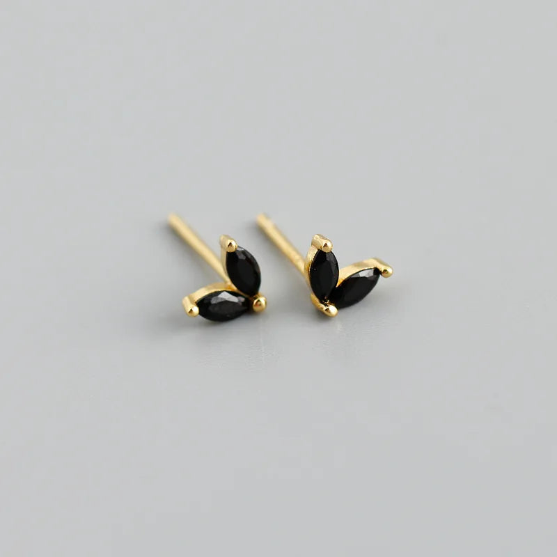 WANTME 925 Sterling Silver Fashion Korean Chic Blue Horse Eye Zircon Stud Earrings for Women Teen Simple Color Piercing Jewelry