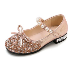 Summer Girls Shoes Bead Mary Janes Flats Fling Princess Glitter Shoes Baby Dance Shoes