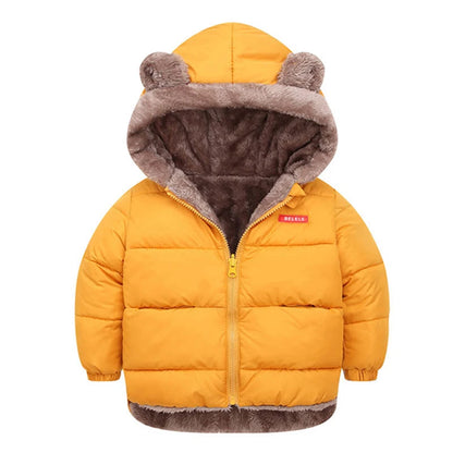 Winter Thicken Kids Jackets For Girls Coats Boys Jackets Plus Cashmere Jackets Toddler Hooded Outerwear Infant Children Clothes