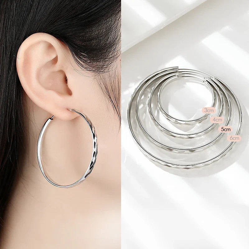 Somilia - Women's Big Hoop Earrings, New Collection 100% 925 Sterling Silver Jewelry Fashion Women18K Golden серьги кольца