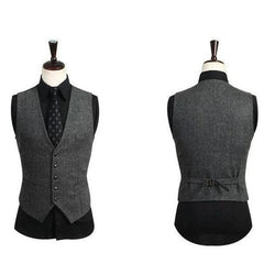 3 piece Grey Tweed Men Suits for Wedding Peaked Lapel Custom Casual Groom