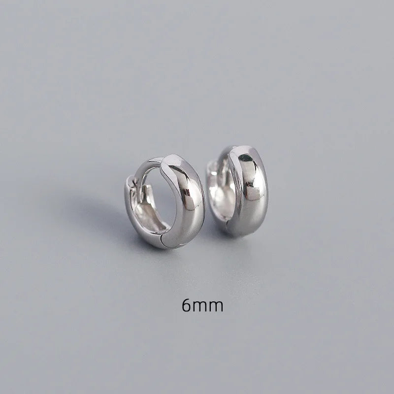 WANTME 925 Sterling Silver Minimalism Punk Rock Wide Hoop Earrings for Women Men Fashion Gothic Bohe Huggie Ear Buckle Jewelry