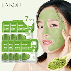 7pcs Matcha Green Clay Mud Face Mask Reduce Wrinkle Night Facial Packs dark circle Moisturize Mask for facecare